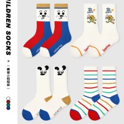 2026 Spring Children's Socks Cartoon Puppy Letter Pattern Calf Cotton Socks Kids Boys Girls Socks 4 Pairs
