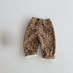 Winter 0-5Y Baby Boys Girls Corduroy Pants Fleece Lined Leopard Floral Print Wide Leg Trousers Warm Soft Children Clothing
