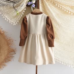 Bear Leader Autumn/Winter Korean Version Brown Long Sleeve Girls' Clothing Solid Color Children's Top and Bottom Clothes Set