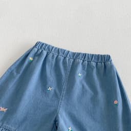 2026 Summer Girls' Flared Denim Embroidered Set - Fashion Lightweight Top + Shorts Set for Baby Girls