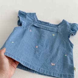 2026 Summer Girls' Flared Denim Embroidered Set - Fashion Lightweight Top + Shorts Set for Baby Girls