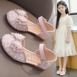 2026 Summer Girls Sandals Fashion Sequins Rhinestone Bow Girls Princess Shoes Baby Girl Shoes Flat Heel Sandals Size 23-35