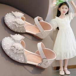 2026 Summer Girls Sandals Fashion Sequins Rhinestone Bow Girls Princess Shoes Baby Girl Shoes Flat Heel Sandals Size 23-35