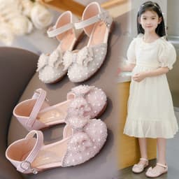 2026 Summer Girls Sandals Fashion Sequins Rhinestone Bow Girls Princess Shoes Baby Girl Shoes Flat Heel Sandals Size 23-35