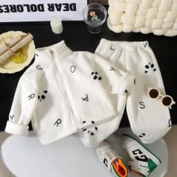 Ircomll Kids Flannel Coat And Pants Set - Autumn Spring Toddler Outerwear Unisex Homewear 1-10 Years Boys Girls Clothing Suit