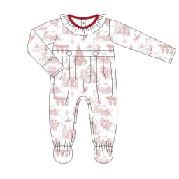 Wholesale Christmas Casul Ruffled Toddler Girls Pajamas Long Sleeves Newborn Jumpsuit Sleepwear Outfits with Robe