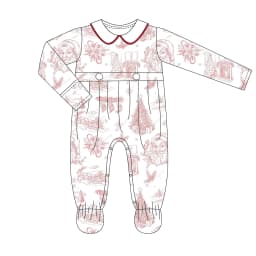 Wholesale Christmas Casul Ruffled Toddler Girls Pajamas Long Sleeves Newborn Jumpsuit Sleepwear Outfits with Robe