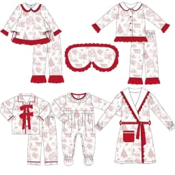 Wholesale Christmas Casul Ruffled Toddler Girls Pajamas Long Sleeves Newborn Jumpsuit Sleepwear Outfits with Robe
