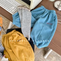 2025 Winter New Children Fleece Trousers Boys Girls Embroidery Harem Pants Baby Warm Casual Pants Cotton Fashion Kids Clothes