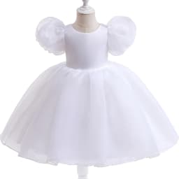 Fashion Flower Printed Party Girls Dresses Christmas Costume White Wedding Birthday Princess Prom Dress for Girl Bridesmaid Gown