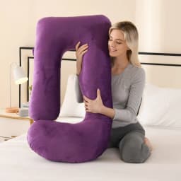 Soft Velvet J-Shaped Full Body Maternity Pillow Pregnant Women Back Leg Tummy Support Comfort Sleeping Pillow Festival Present