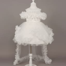 Kids Dress For Girls Ruffles Sleeve Flower Girl Gown Purple Birthday Evening Party Costume