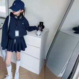 Girls Autumn Casual Outfit Set Two-Piece Long-Sleeve Top + Short Skirt Set Children's Clothing Set Suitable for Girls Aged 7-17