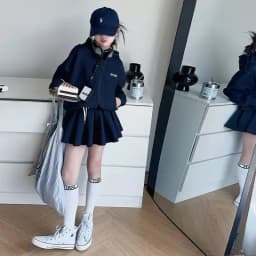 Girls Autumn Casual Outfit Set Two-Piece Long-Sleeve Top + Short Skirt Set Children's Clothing Set Suitable for Girls Aged 7-17