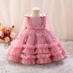 Girls Princess Dress 1-5 Y baby Girls Wedding Sleeveless Three-Dimensional butterfly Mesh Carnival Birthday Party Evening Dress