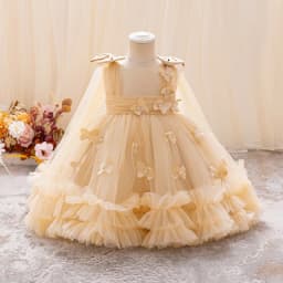 Girls Princess Dress 1-5 Y baby Girls Wedding Sleeveless Three-Dimensional butterfly Mesh Carnival Birthday Party Evening Dress