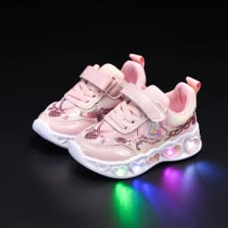 New LED Children Cute Cartoon Sequin Casual Sneaker for Children Shoes Girl Mesh Breathable Lighting Shoes Baby Illuminated Shoe