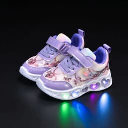 New LED Children Cute Cartoon Sequin Casual Sneaker for Children Shoes Girl Mesh Breathable Lighting Shoes Baby Illuminated Shoe