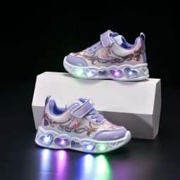 New LED Children Cute Cartoon Sequin Casual Sneaker for Children Shoes Girl Mesh Breathable Lighting Shoes Baby Illuminated Shoe