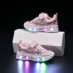 New LED Children Cute Cartoon Sequin Casual Sneaker for Children Shoes Girl Mesh Breathable Lighting Shoes Baby Illuminated Shoe