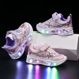 New LED Children Cute Cartoon Sequin Casual Sneaker for Children Shoes Girl Mesh Breathable Lighting Shoes Baby Illuminated Shoe