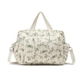 Nylon Crossbody Chic Bear & Tulip Embroidered Diaper Bag with Stroller Clip for Youngsters Travel Essentials