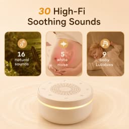 Portable Baby White Noise With 1000mAh 30 Soothing Sounds 5 Colors Night Lights And Timer Baby Sleep Soother For Stroller & Crib