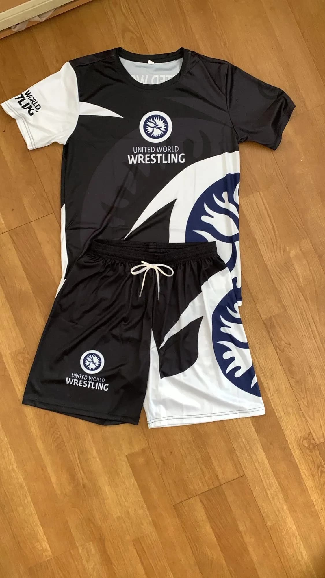 2026 New Men World Wrestling Team Sportswear Adults/Kids T-shirt and Shorts Set for Gym Workout Lightweight Moisture Wicking