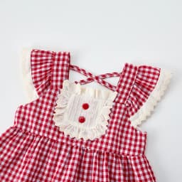 Korean-Style Summer Girl's Sweet Check Short-Sleeved Set, Cute Frilled Princess Dress + Denim Shorts for Baby Girls