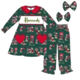 Wholesale Kids Pyjamas Christmas Girls Heart Pocket Pajama Set Boys Set Santa Children Sleepwear