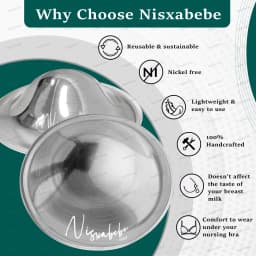 The Original Silvery Nursing Cups, 2 Pcs Trilaminate Silver Nipple Shields with 2 Silicone Proctect Rings for Breastfeeding