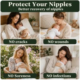 The Original Silvery Nursing Cups, 2 Pcs Trilaminate Silver Nipple Shields with 2 Silicone Proctect Rings for Breastfeeding