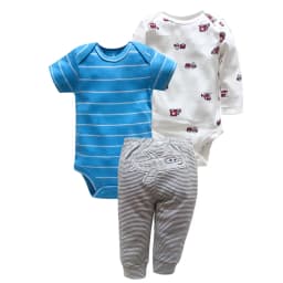 3PCS Newborn Baby Clothes Set Cotton Long + Short Sleeve Bodysuit +PP Harem for Baby Boy Toddler Girl Infant Born Clothing