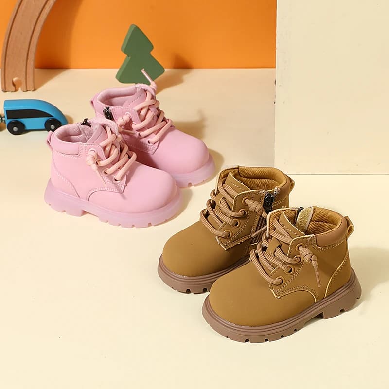 New Autumn Children Boots Leather Toddler Boys Ankle Boots Soft Sole Non-slip Fashion Little Girls Boots EU 15-25