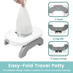 Portable Potty Seat for Toddler Foldable Travel Potty Training Toilet Seat，2-in-1 Go Portable Potty with Travel Bag