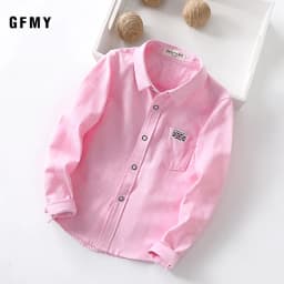 GFMY 2026 New Spring Oxford Textile Cotton Solid Color Pink Black Boys White Shirt 3T-14T Kid Blouse British Style Childrens Top