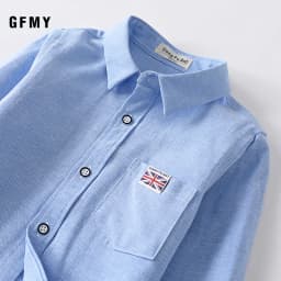 GFMY 2026 New Spring Oxford Textile Cotton Solid Color Pink Black Boys White Shirt 3T-14T Kid Blouse British Style Childrens Top