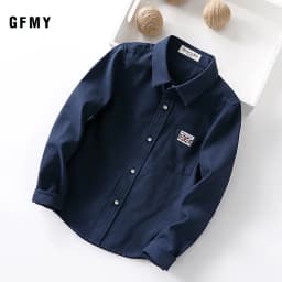 GFMY 2026 New Spring Oxford Textile Cotton Solid Color Pink Black Boys White Shirt 3T-14T Kid Blouse British Style Childrens Top