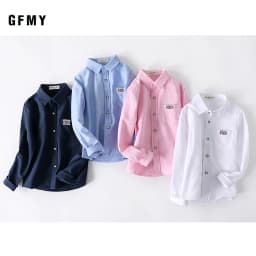 GFMY 2026 New Spring Oxford Textile Cotton Solid Color Pink Black Boys White Shirt 3T-14T Kid Blouse British Style Childrens Top