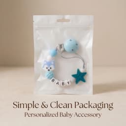 Personalized Fox Pacifier Clip BPA Free Food Grade Silicone Star Teether Holder Custom Name Handmade Dummy Chain Baby Gift