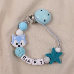 Personalized Fox Pacifier Clip BPA Free Food Grade Silicone Star Teether Holder Custom Name Handmade Dummy Chain Baby Gift