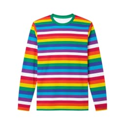 Girl's T-Shirt Rainbow Stripe Print Spring Casual Long Sleeve Tees Loose Round Neck Top Outdoor Comfortable Children's Clothing