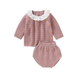Winter Warm Baby Girls Clothes Sets Autumn Outerwear Newborn Infant Long Sleeves Knitted Sweaters Pullovers Tops+Bottoms Outfits