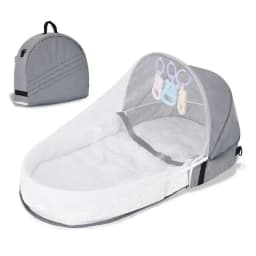 Baby Bed Convenient Folding Anti Pressure Baby Crib with Net and Awning Newborn Isolation Biomimetic Outdoor Travel Baby Crib
