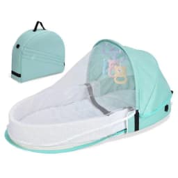 Baby Bed Convenient Folding Anti Pressure Baby Crib with Net and Awning Newborn Isolation Biomimetic Outdoor Travel Baby Crib