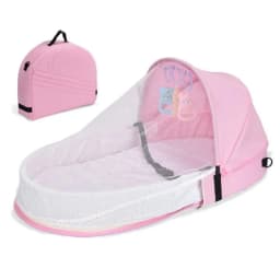 Baby Bed Convenient Folding Anti Pressure Baby Crib with Net and Awning Newborn Isolation Biomimetic Outdoor Travel Baby Crib