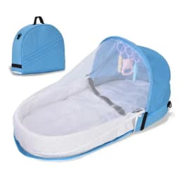 Baby Bed Convenient Folding Anti Pressure Baby Crib with Net and Awning Newborn Isolation Biomimetic Outdoor Travel Baby Crib