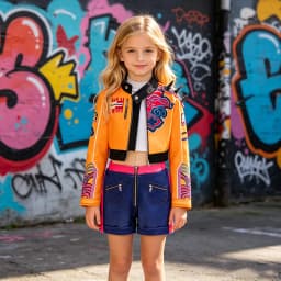 Girls Street Style Cosplay Costume Set 3D Printed Cropped Jacket Shorts For Halloween Birthday Party Role Play