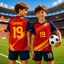 2026 Summer Special Men Women Spain Fans NO.19 YAMAL Football Jersey Tee Shorts Set Shirt and Shorts Kids 2 Piece Set