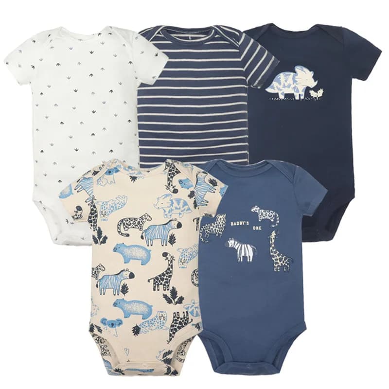 Newborn Boys Romper 2024 New Summer Cotton Baby Jumpsuit Infant Soft Baby 5 Pieces Cartoon Baby Boy Clothes 0 to 24 Months